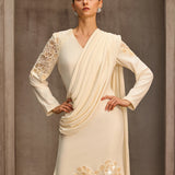 Noxavelle V Neck Draped Sequin Maxi Dress