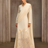 Noxavelle V Neck Draped Sequin Maxi Dress