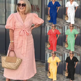 Lynora | Elegant V-Neck Midi Dress