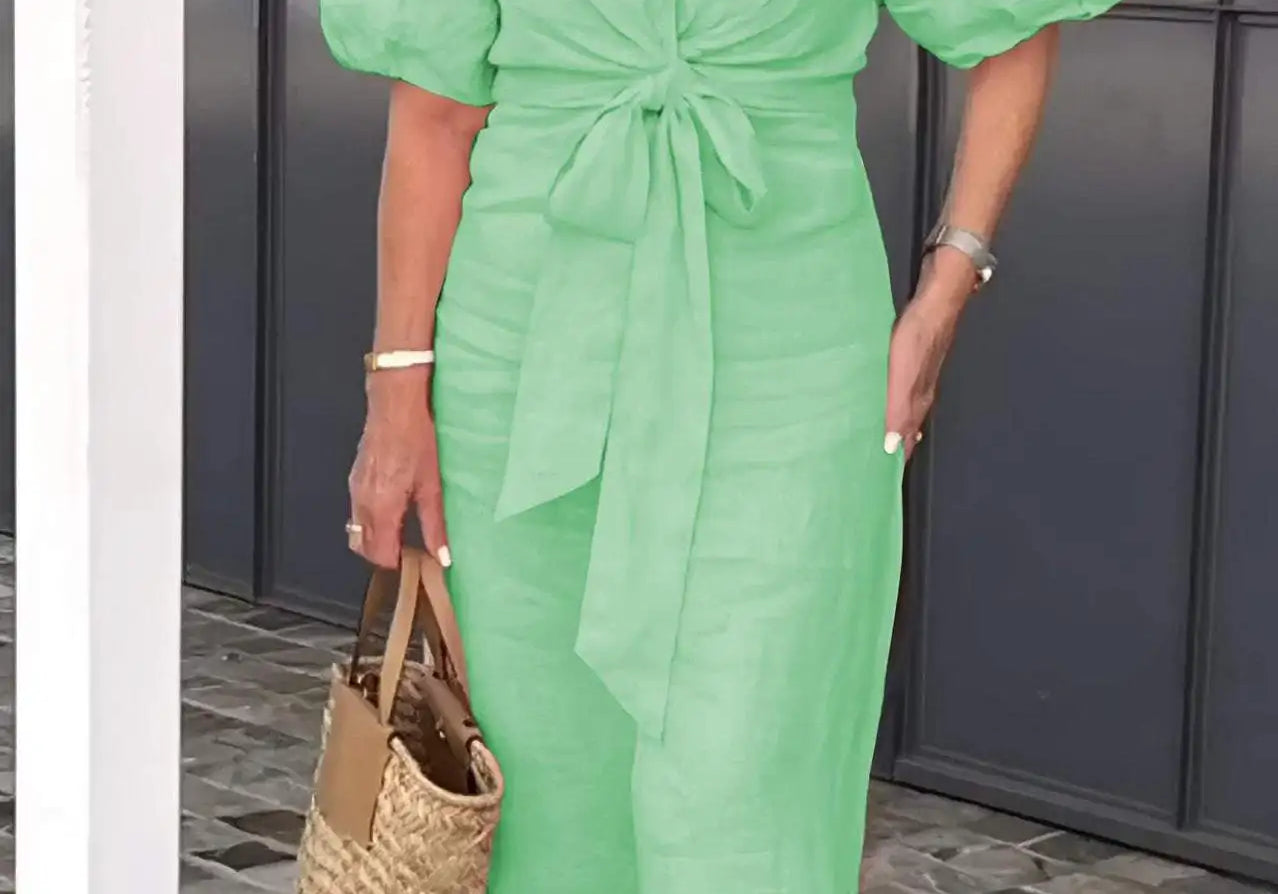 Lynora | Elegant V-Neck Midi Dress