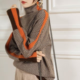 Eleanor | Luxury Herringbone High-Neck Jumper