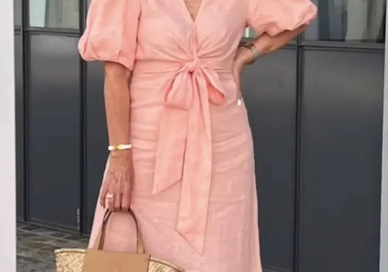 Lynora | Elegant V-Neck Midi Dress