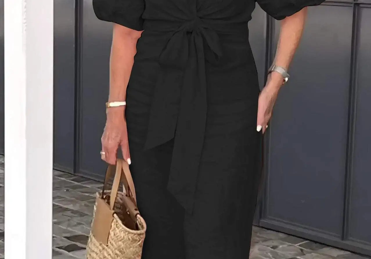Lynora | Elegant V-Neck Midi Dress