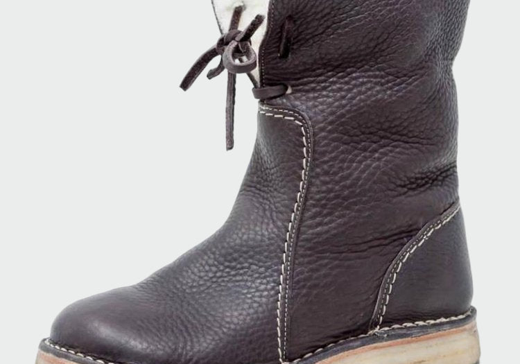 Men's Waterproof Leather Boots with Wool Lining