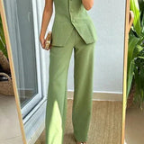 Bria | Sleeveless Buttoned Two-Piece Set