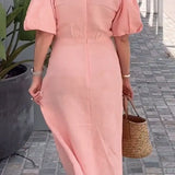 Lynora | Elegant V-Neck Midi Dress