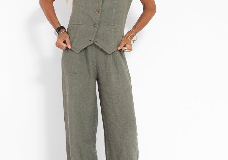 Aira | Buttoned Waistcoat & Wide-Leg Trousers Set