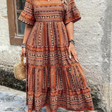 Joraine | Flowing Ethnic Print Dress