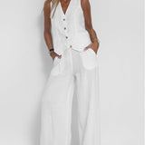 Aira | Buttoned Waistcoat & Wide-Leg Trousers Set