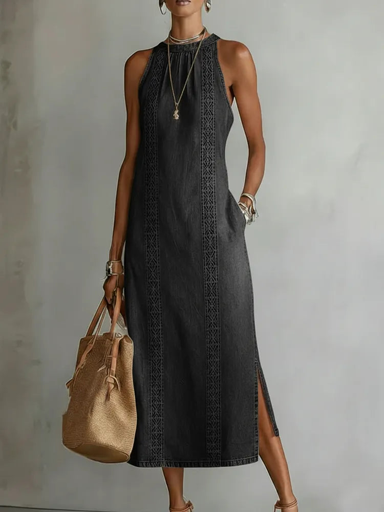 Greta - Denimkleid mit Retro-Spitze