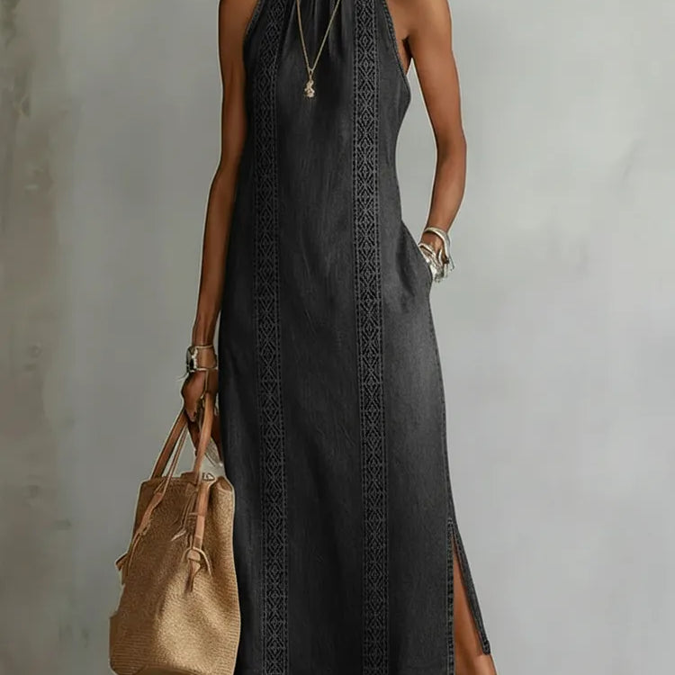 Greta - Denim Dress with Retro Lace
