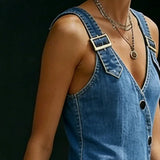 Gudrun - Lange Denimrobe mit Knöpfen