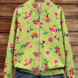 Dagmar™ | Cardigan with Blossoms on Lime
