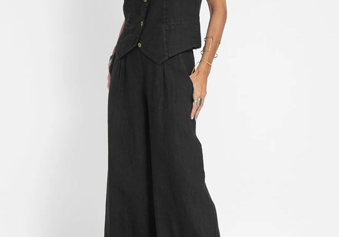 Aira | Buttoned Waistcoat & Wide-Leg Trousers Set