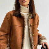 Vera - Button Faux Leather Coat