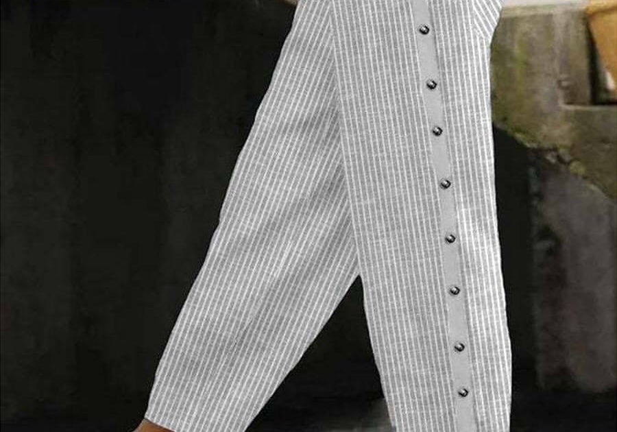 Linaya | Buttoned Striped Trousers
