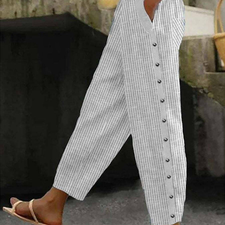 Linaya | Buttoned Striped Trousers