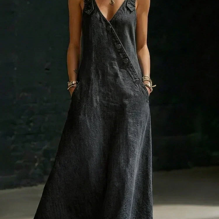 Gudrun - Long Button-Front Denim Robe