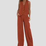 Aira | Buttoned Waistcoat & Wide-Leg Trousers Set