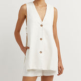 Fiona | Sleeveless Buttoned Set