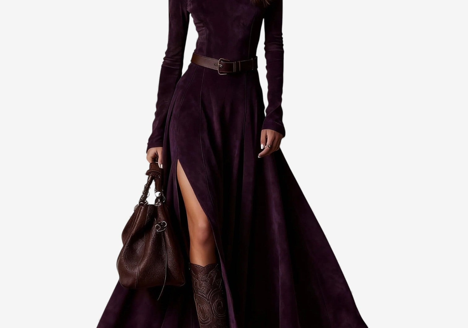 Elodie | Elegant Long Dress with Belt Included