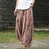 Fabienne – Wide-Leg Trousers with Pink Leaf Print