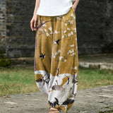 Odile – Wide-Leg Trousers with Yellow Forest Print