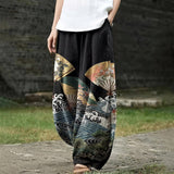 Joséphine – Black Wide-Leg Trousers with Graphic Print