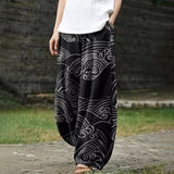 Clémence – Black Printed Wide-Leg Trousers