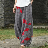 Blanche – Wide-Leg Trousers with Wave and Koi Print