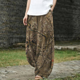 Océane – Wide-Leg Trousers with Brown Forest Print