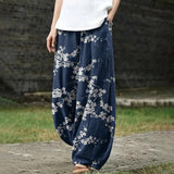 Inès – Navy Printed Wide-Leg Trousers