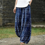 Émilienne – Blue Wide-Leg Trousers with Nautical Print