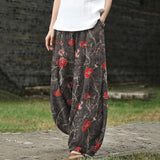 Mathilde – Wide-Leg Trousers with Red Floral Print