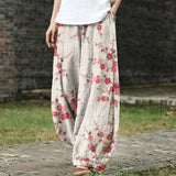 Charlotte – Beige Printed Wide-Leg Trousers