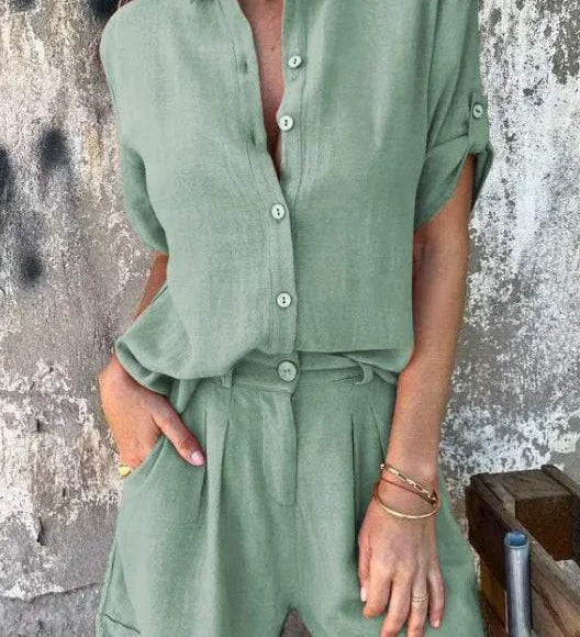 Melda | Lightweight Buttoned Set