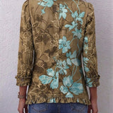 Jutta™ | Blazer in Olive with Turquoise Florals