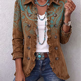 Ilse™ | Blazer in Brown with Turquoise Paisley