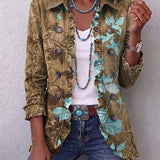 Jutta™ | Blazer in Olive with Turquoise Florals