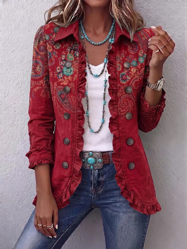Birgit™ | Blazer in Red with Paisley