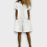Anna - Vintage Kurzoverall aus Baumwolle mit Denim-Optik