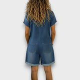 Anna - Vintage Kurzoverall aus Baumwolle mit Denim-Optik