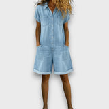 Anna - Vintage Kurzoverall aus Baumwolle mit Denim-Optik