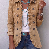 Inge™ | Blazer in Khaki with Ruffled Hem