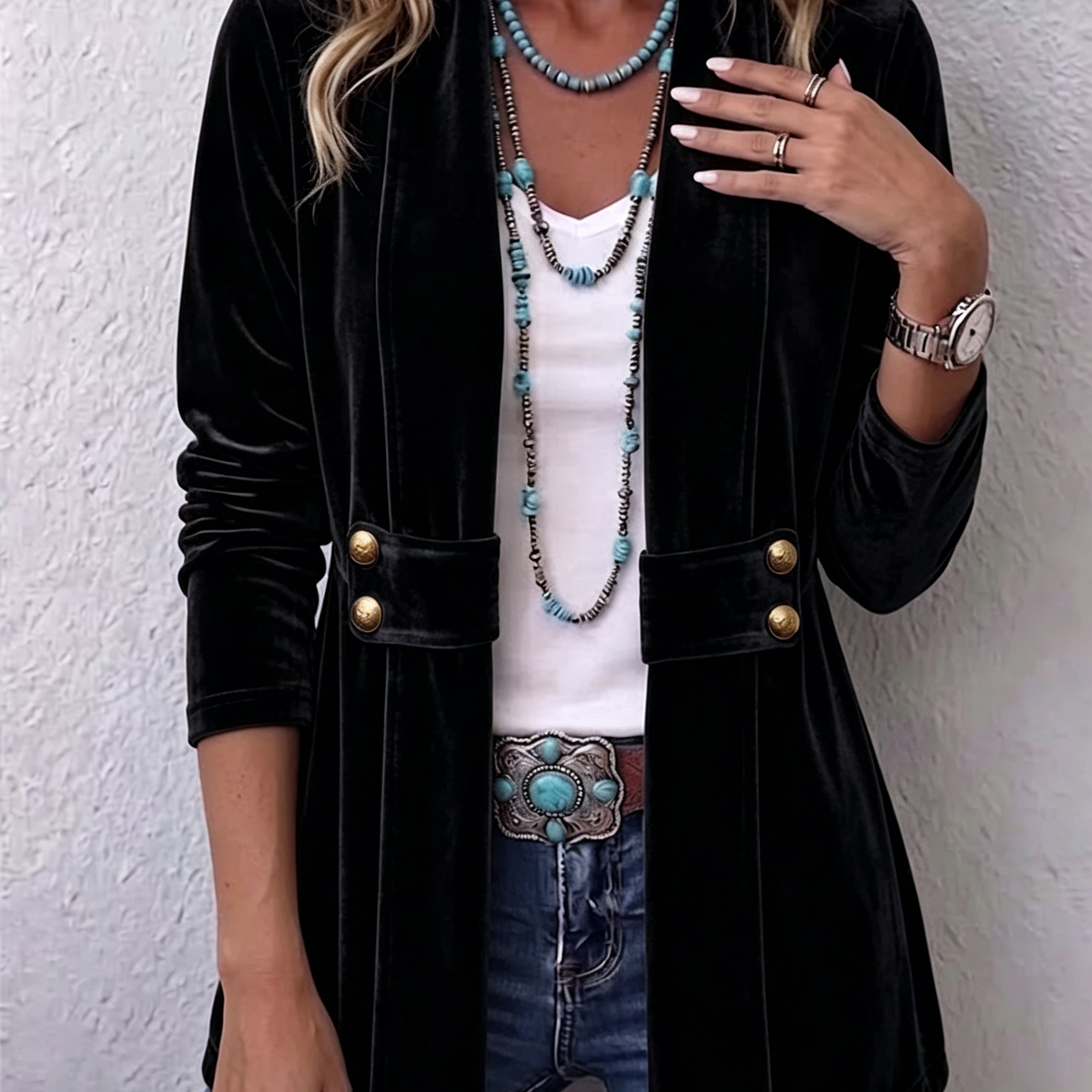 Katrin™ | Open Blazer with Shimmer