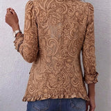 Heidi™ | Blazer in Caramel with Ornamental Print