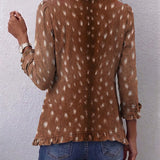 Nicole™ | Blazer in Brown with Polka Dot Print