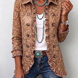 Heidi™ | Blazer in Caramel with Ornamental Print