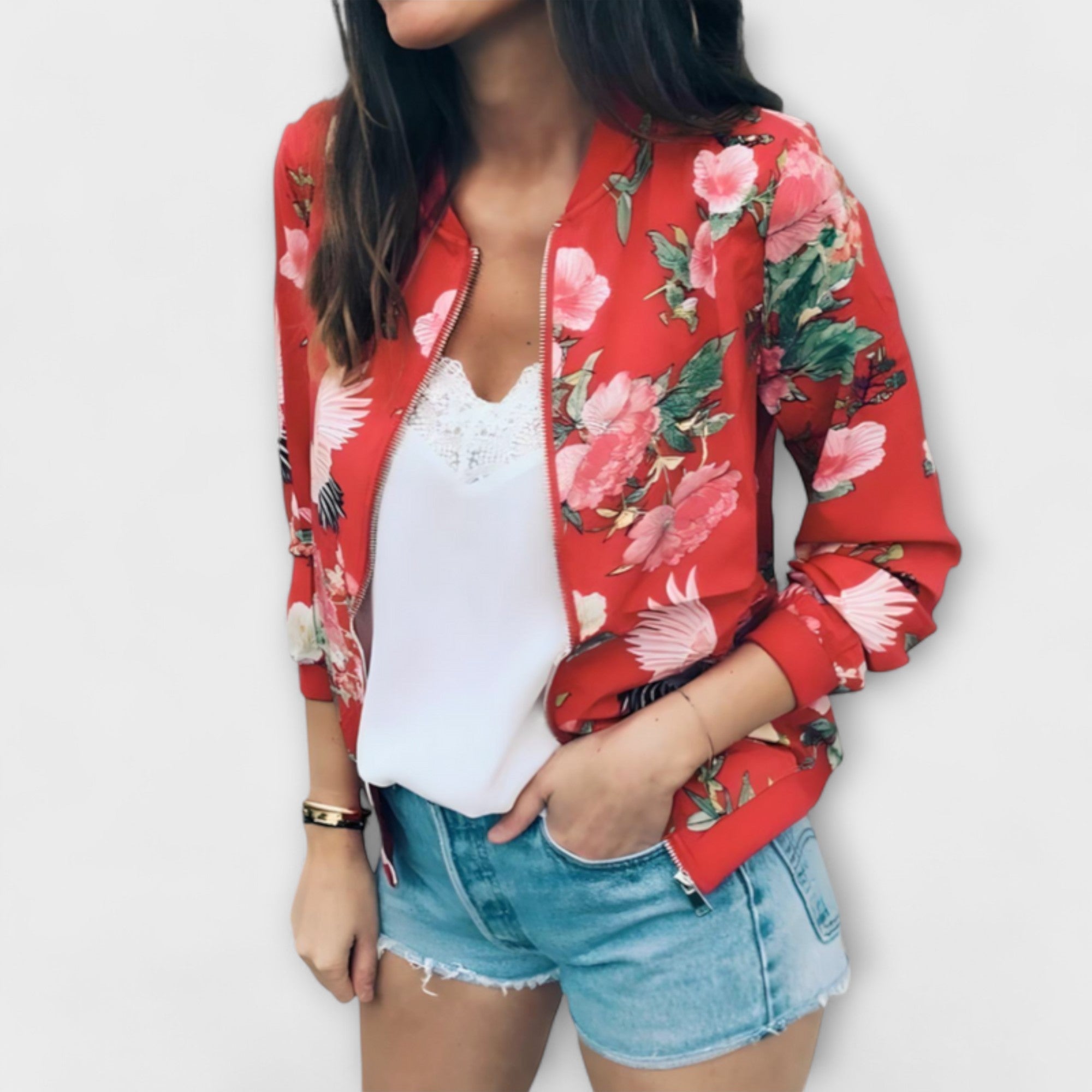 Ophelia - Elegant Floral Bomber Jacket