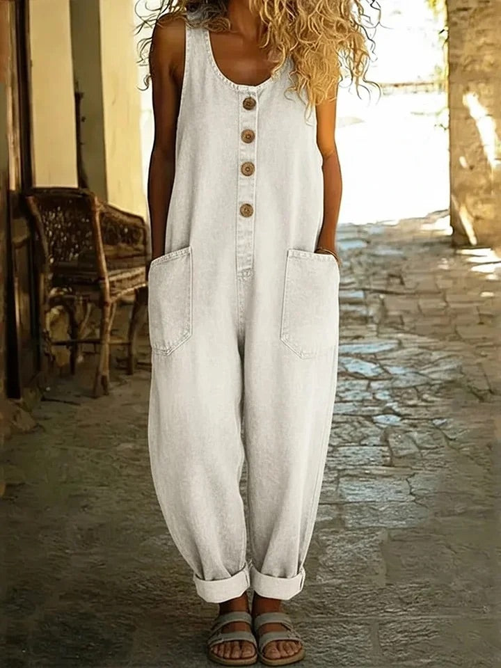 Gerda - Vintage-Washed Denim Overall
